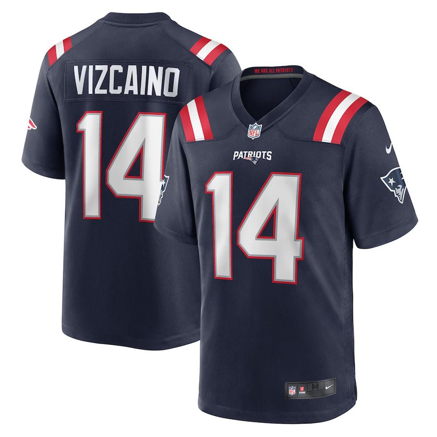 Men New England Patriots #14 Tristan Vizcaino Nike Navy Home Game Player NFL Jersey
